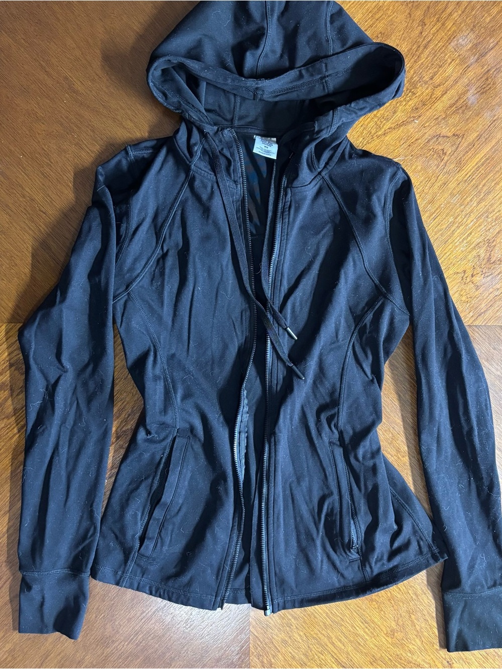 Black Zip-Up Hooded Active Jacket
